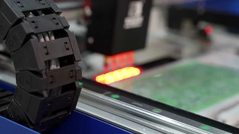 Modern robotic equipment for the production of microchips Vídeo Stock 158521780