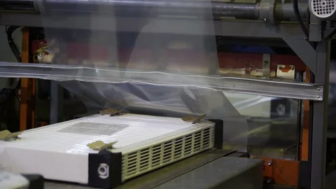 Modern robotic packaging line of heating radiators in modern plant Stock Footage 95982766