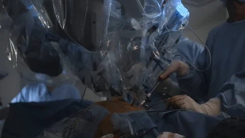 Modern Robotic Surgical System in operating room performs complex surgery type Stock Footage 102218276
