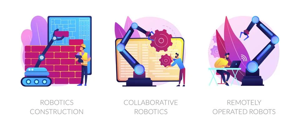 Modern robotic systems vector concept metaphors Ilustración de archivo