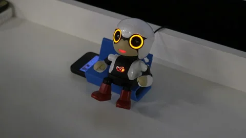 Modern robotic technologies, robot moves his hands and head Stock Footage 104407023