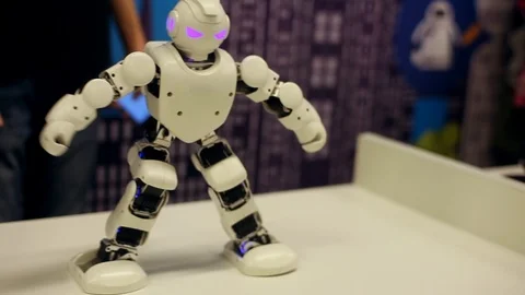 Modern robotic technologies. The robot sits on the splits. Stock Footage 86281331