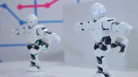 Modern robots dancing Stock Footage 81786509