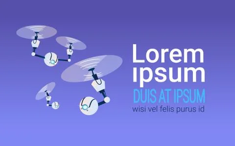 Modern Robots Drone Copters Artificial Intelligence Technology Illustrazione stock