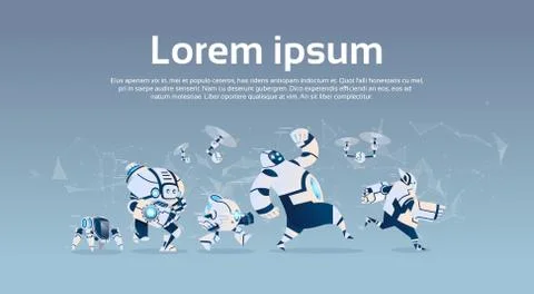 Modern Robots Group Artificial Intelligence Technology 스톡 일러스트