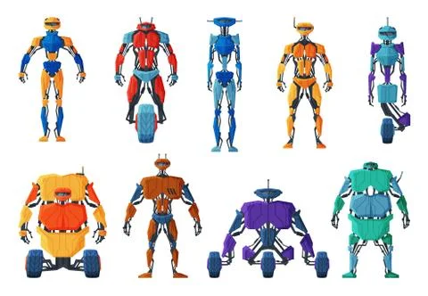 Modern Robots Set, Android Future Robotic Technology, Cybernetic Artificial Stock Illustration