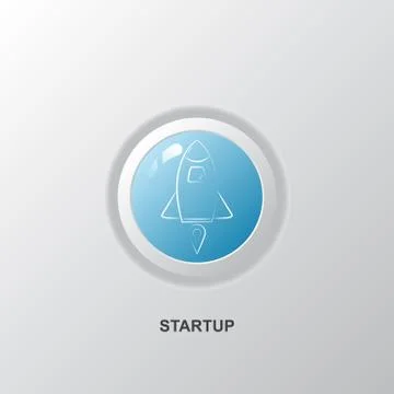 Modern rocketship  button icon isolated on a white background for your design Stock Illustration