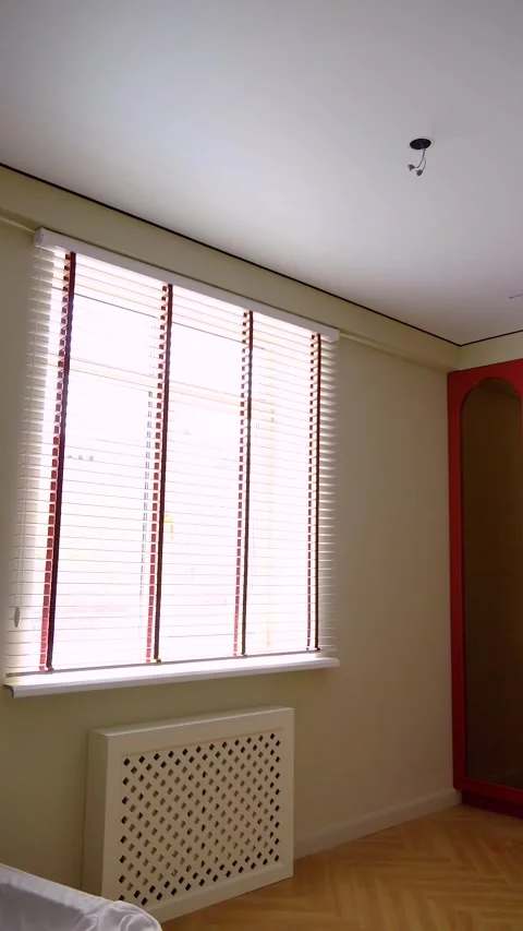 Modern roller blinds complementing the kitchen cabinets Stock Footage 338348439