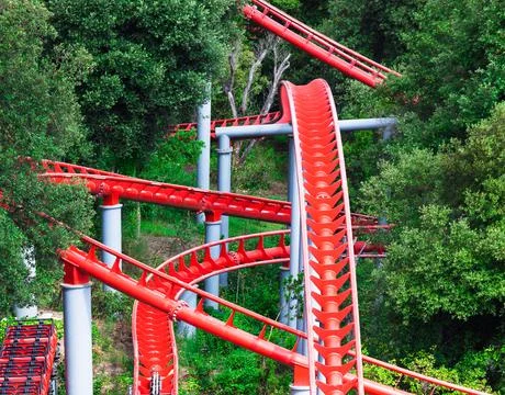 Modern roller coaster Foto stock