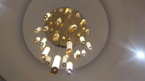 Modern Room Ceiling With Chandelier Stock Footage 324916001