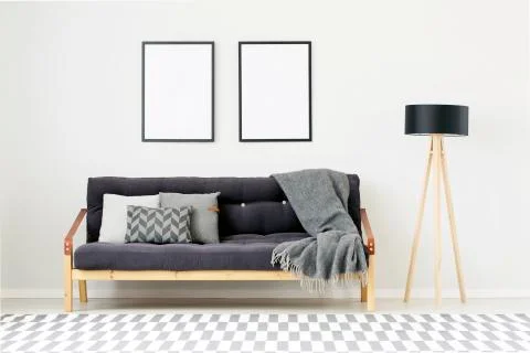 Modern room with empty posters Stock-Fotos