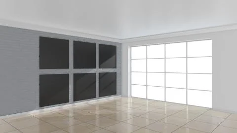 Modern room with empty white billboard. Mock up, 3D Rendering Illustrazione stock