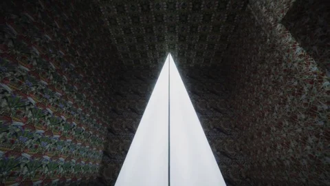 Modern room with the installation of a light triangle Stock Footage 83206022