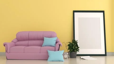 Modern room interior. 3D rendering Stock Illustration