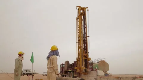 Modern Rotary Drill Rigs Bore Oil Well Stock Footage 62087569