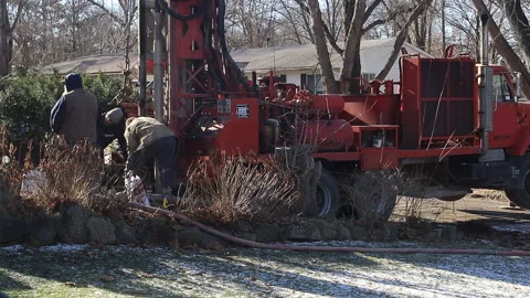 Modern Rotary Drilling Rig Boring New Water Well. Stock Footage 147456859