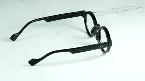 Modern Round Black Plastic Glasses With Dioptre That Rotate 360 ​​Degrees Stock-Footage 334553709