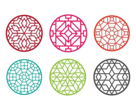 Modern round Chinese pattern window frame Stock Illustration