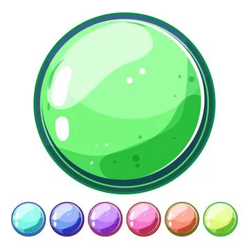 Modern round game button cartoon vector graphic 스톡 일러스트