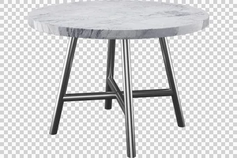 Modern round marble top side table with metal legs Stock Illustration