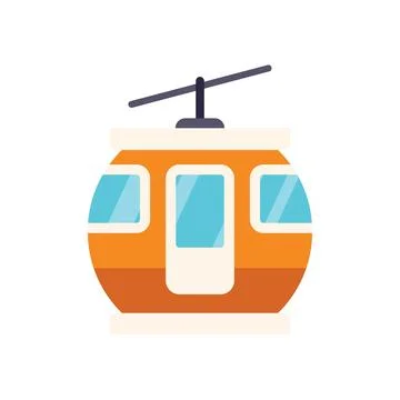 Modern round shape cable car taking passengers up the mountain Stock Illustration