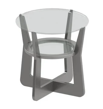 Modern round side table with glass top and metal base isolated on white. Stock Illustration