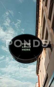 Modern Round Sign Store Signage PSD 템플릿