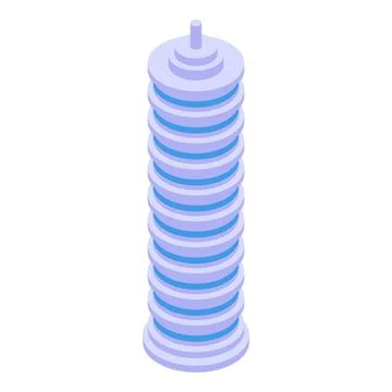 Modern round skyscraper building soaring high into the city skyline Ilustración de archivo