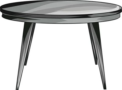 Modern Round Table with Angled Legs for Interior Spaces Illustrazione stock