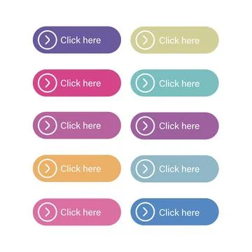 Modern round web button set Click here Illustrazione stock