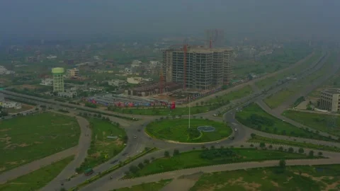 Modern roundabouts and Circular road top view at the city in india Stock Footage 221736848
