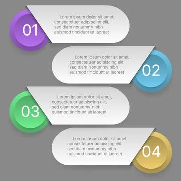 Modern rounded infographic template with four steps presentation layout Stock Illustration
