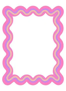 Modern rounded wave frame vector illustration with colorful decorative bord.. Stock Illustration