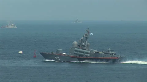 Modern Russian warship Stock Footage 49605256