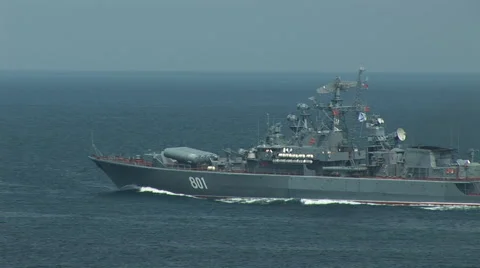Modern Russian warship Stock Footage 49607422
