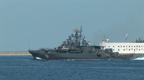 Modern Russian warship Stock Footage 49607852