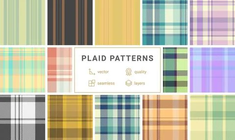 Modern rustic plaid collection decor prints. Contemporary tartan style blen.. イラスト素材