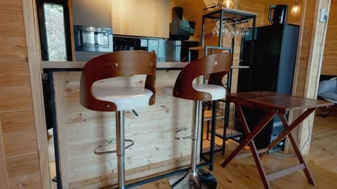 Modern rustic wooden house kitchen interior Stock Footage 342350352