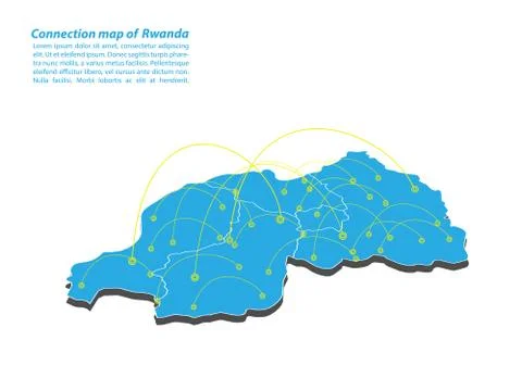 Modern of rwanda Map connections network design, Best Internet Concept of rwa Stock Illustration