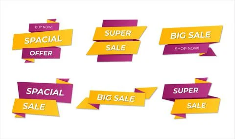 Modern Sale vector elements. Banners, tags for promo. Shopping Labels set Stock Illustration