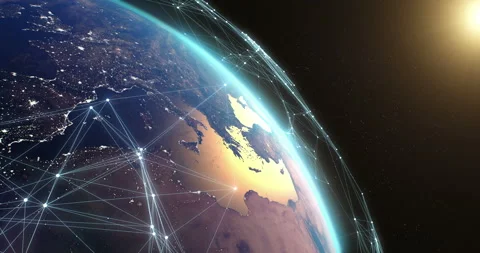 Modern satellite network over Earth surface Stock Footage 149793784