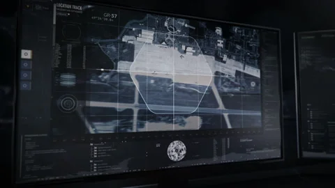 Modern Satellite network scanner has located the rival forces airbase position Stock Footage 164774097