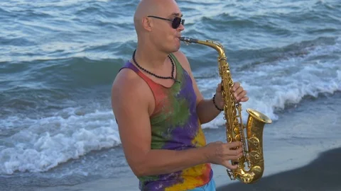 Modern Saxophone player Stock Footage 94043575
