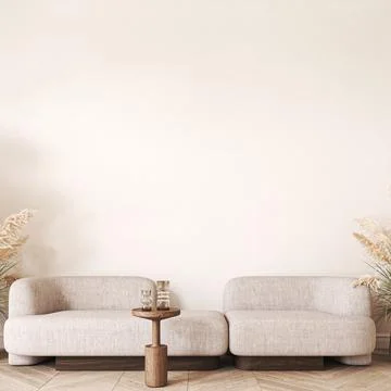 Modern scandinavian style conceptual design interior room. Mock up frame beige Stock Illustration