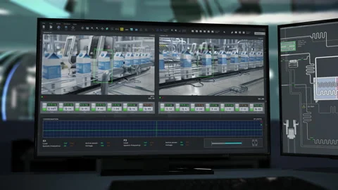 Modern Scanner controls the packages moving on the factory conveyor equipment Stock Footage 262945200
