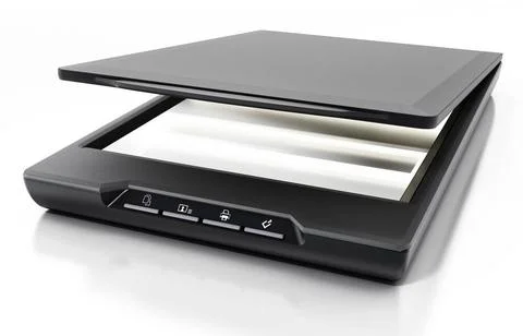 Modern scanner isolated on white background. 3D illustration Modern scanne... Stock Photos