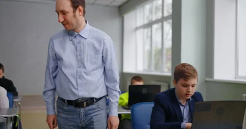 Modern School And Optional Classes For Smart Children, Computer Science Lessons Stock Footage 280180019