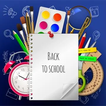 Modern school background welcome back to school with place for your text and Stock Illustration