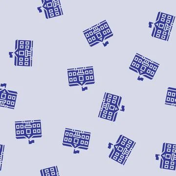 Modern school building glyph seamless pattern 库存插图