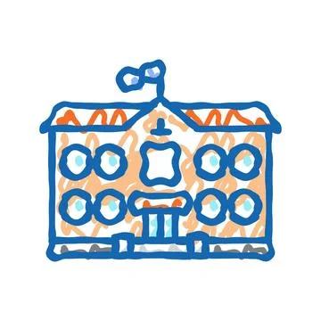Modern school building icon doodle illustration Ilustración de archivo